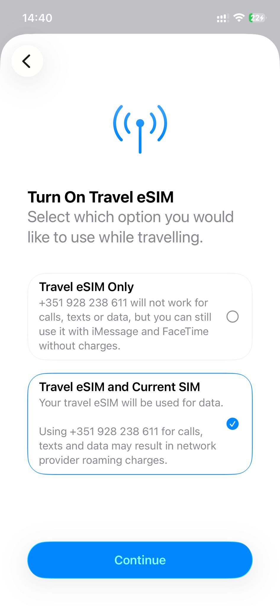 Passo 6 de ativação no iPhone